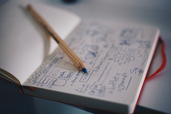 Closeup of UI design in notebook